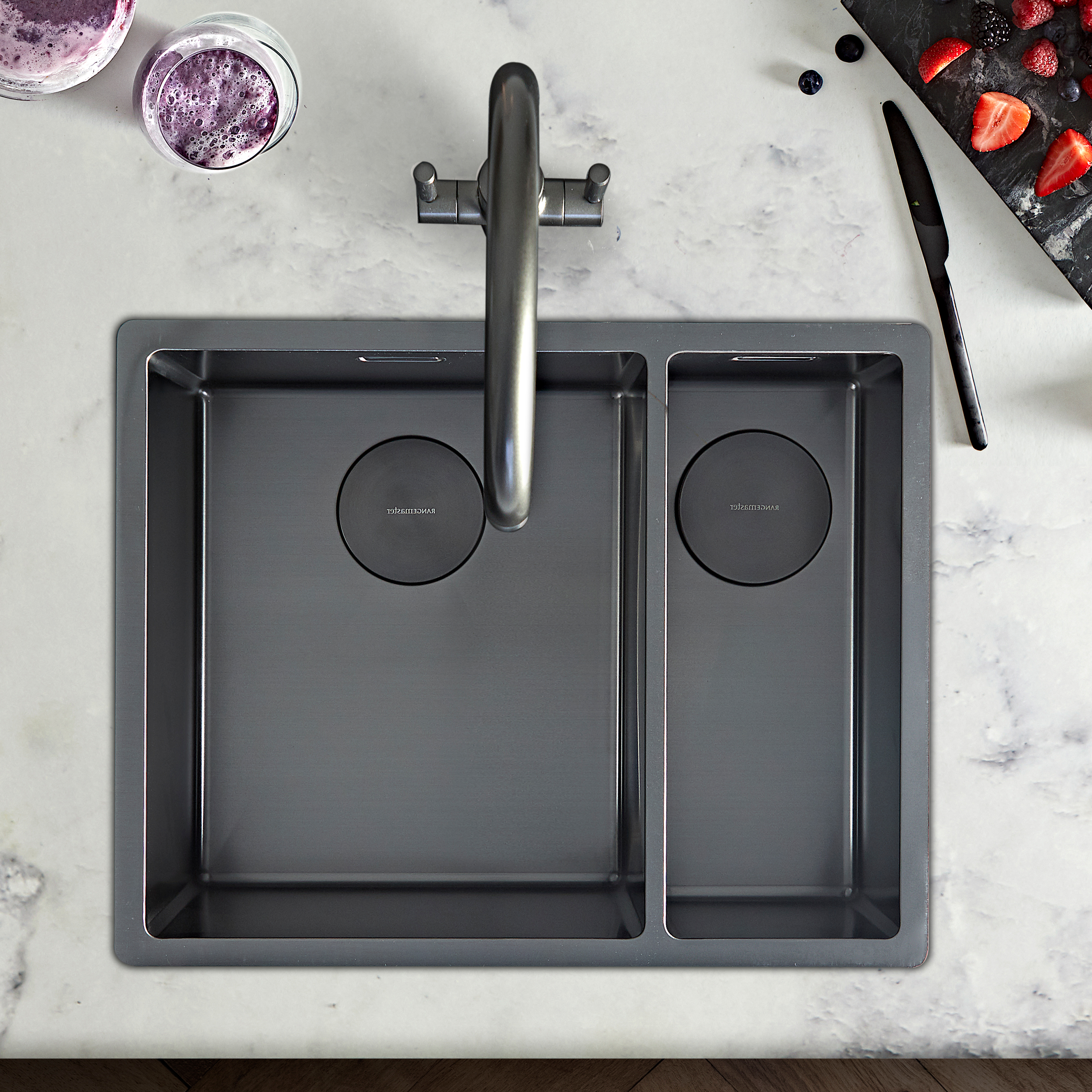Rangemaster Spectra 1.5 Bowl Inset or Undermount Stainless Steel Kitchen Sink & Waste - 555 x 440mm