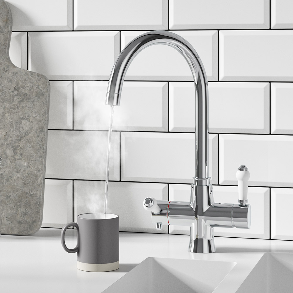 Butler & Rose 3-in-1 Traditional Instant Hot Water Kitchen Mixer & Filter Unit - Polished Chrome