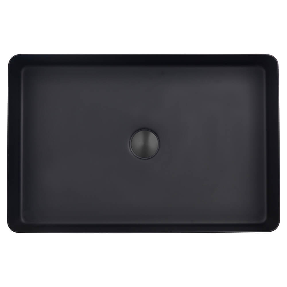 VOS Rectangular Stainless Steel Countertop Basin - Matt Black