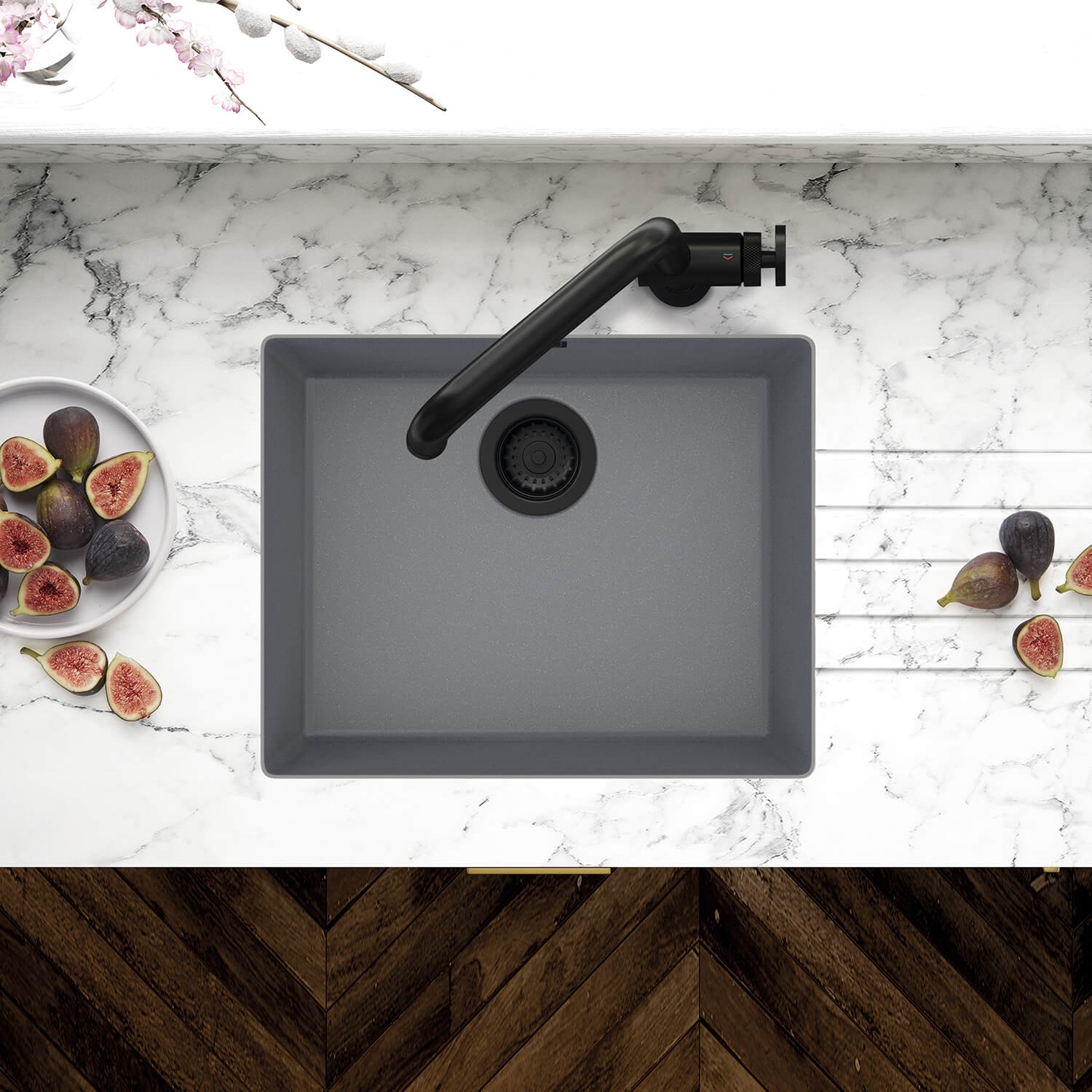 Clearwater Siena 1 Bowl Granite Composite Inset or Undermount Kitchen Sink & Waste - 530 x 460mm