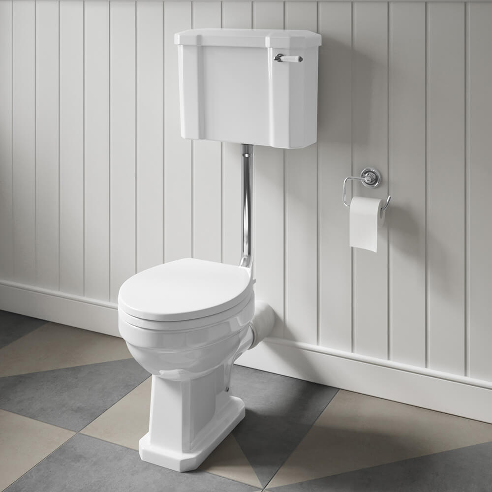 Butler & Rose Darcy Traditional Low Level Toilet, Cistern & Flush Pipe Kit and Optional Seat
