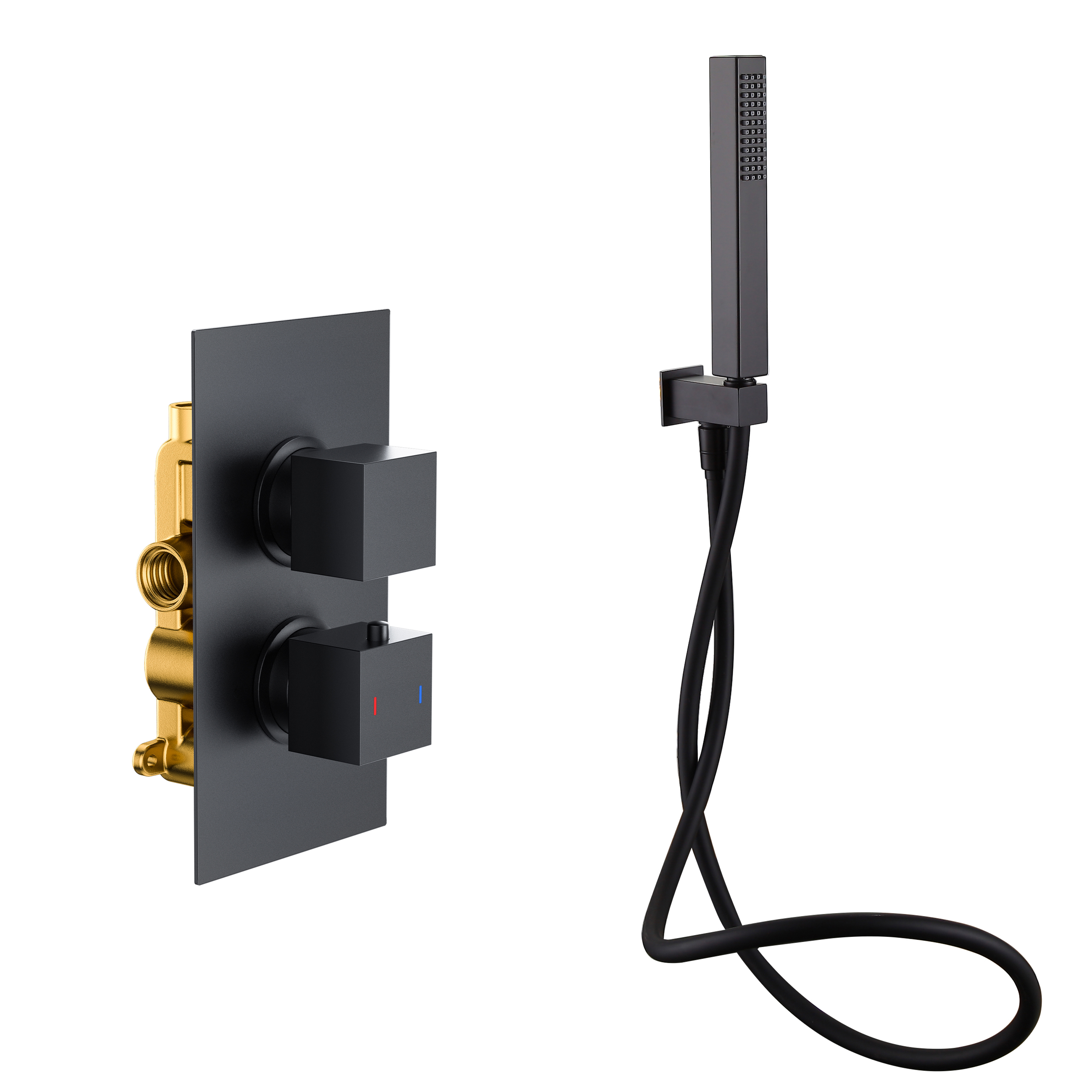 Harbour Status Matt Black Concealed Shower Valve & Wall Shower Kit
