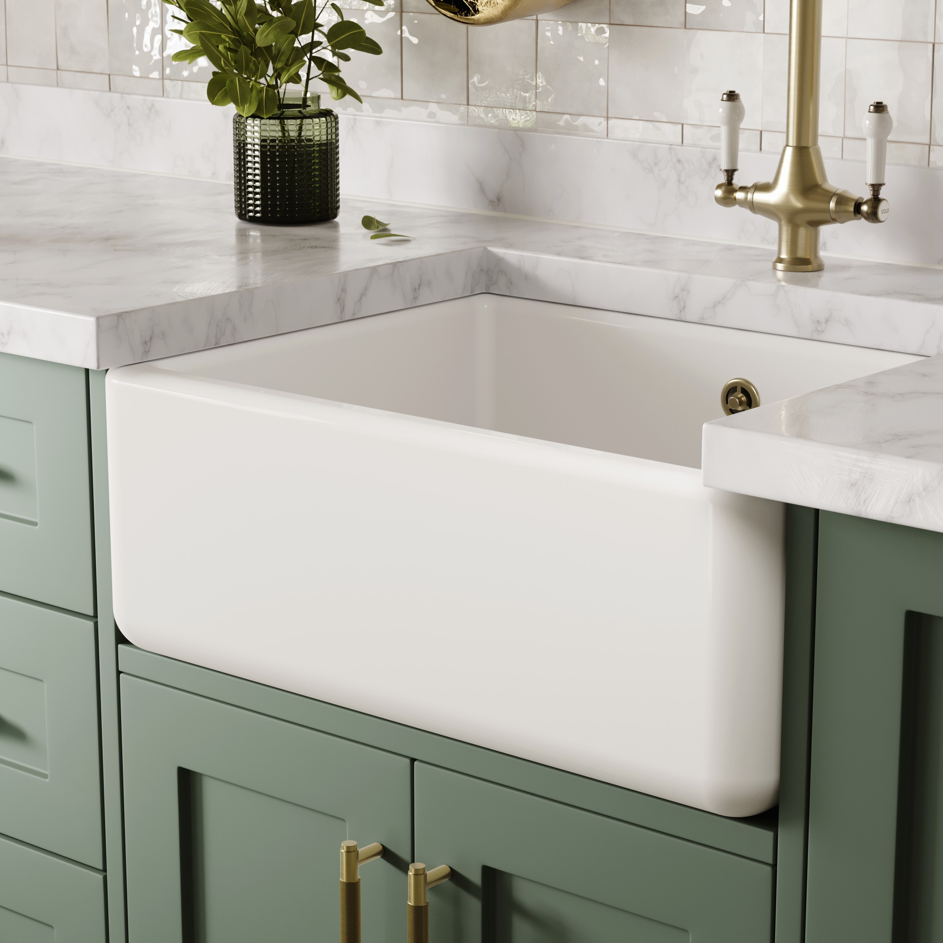 Butler & Rose Heavy Duty Belfast / Butler Ceramic Fireclay Kitchen Sink - 595 x 450mm