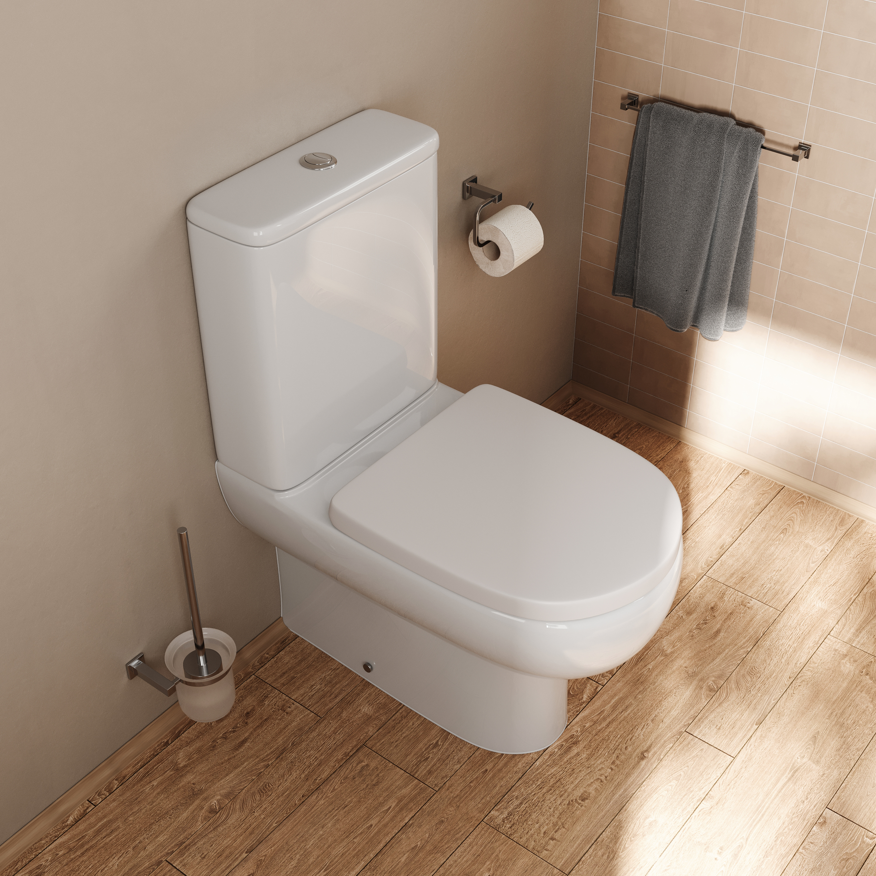 Anderson Rimless Back To Wall Close Coupled Toilet & Soft Close Seat