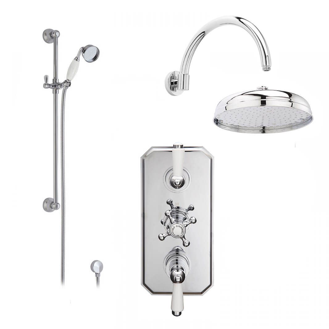 Butler & Rose Edith Concealed Shower Valve, Fixed Shower Head & Slide Rail Kit