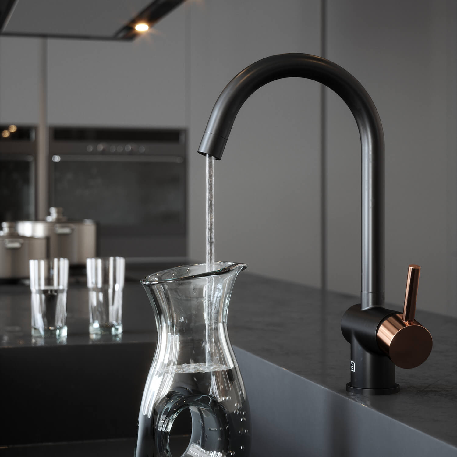 The Tap Factory Vibrance 1 Matt Black Single Lever Mono Kitchen Mixer with Coloured Handles