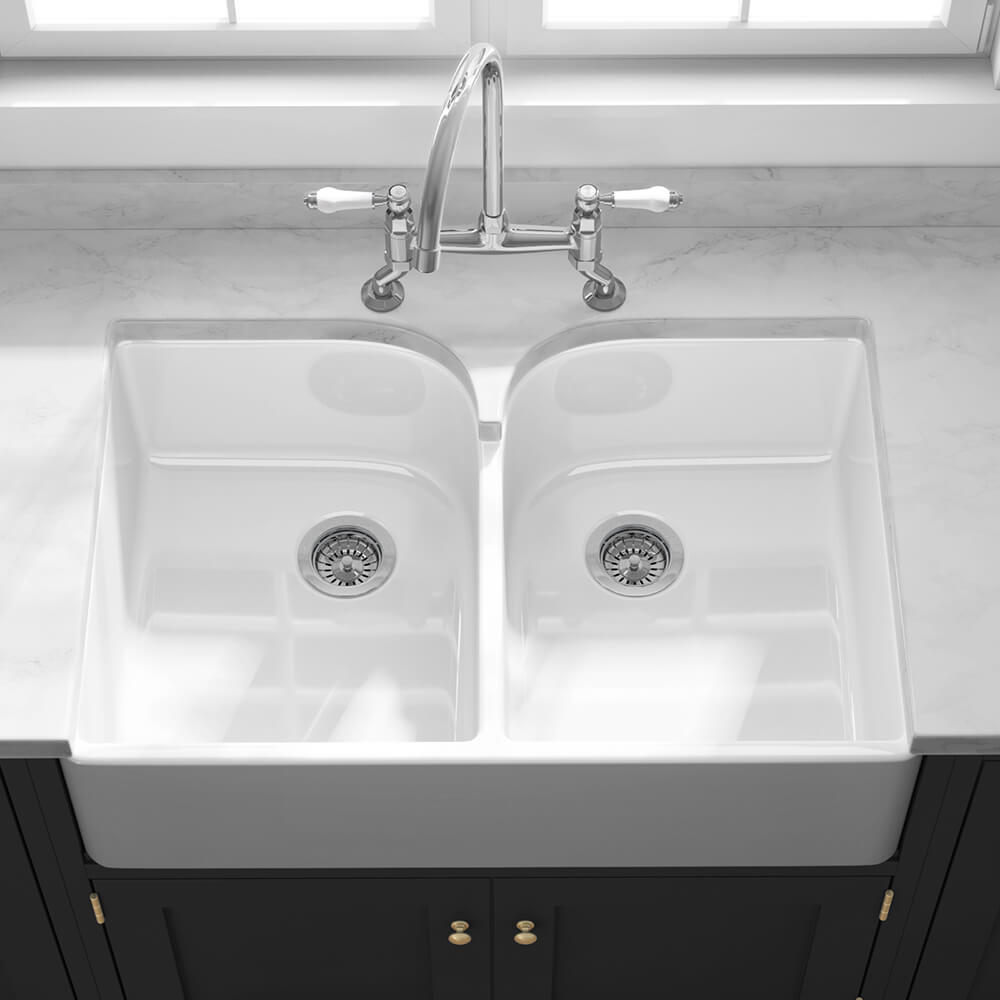 Butler & Rose Ceramic Fireclay Double Belfast Kitchen Sink - 795 x 500mm