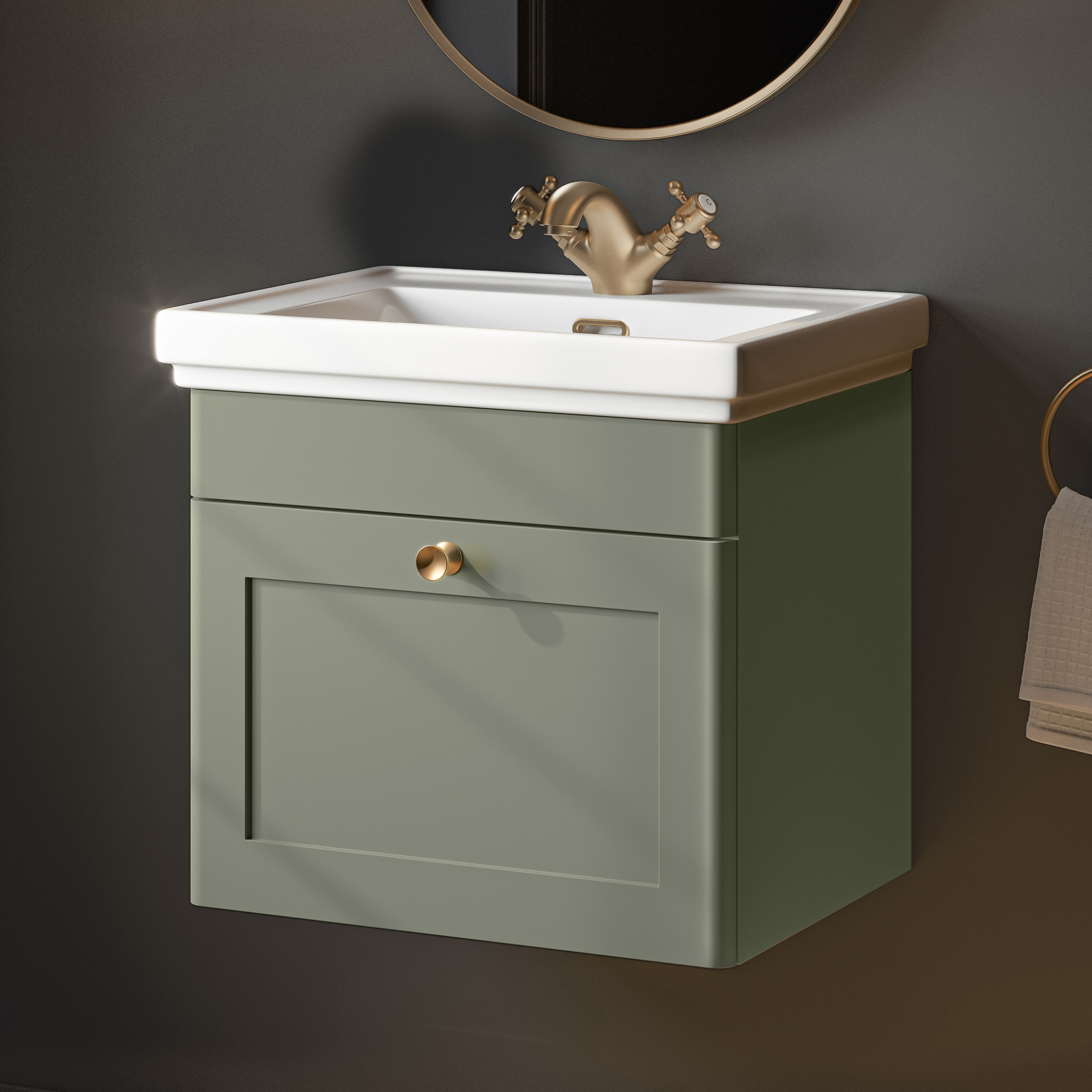 Butler & Rose Ophelia Traditional Toilet & 500mm Wall Hung Vanity Unit Bathroom Suite