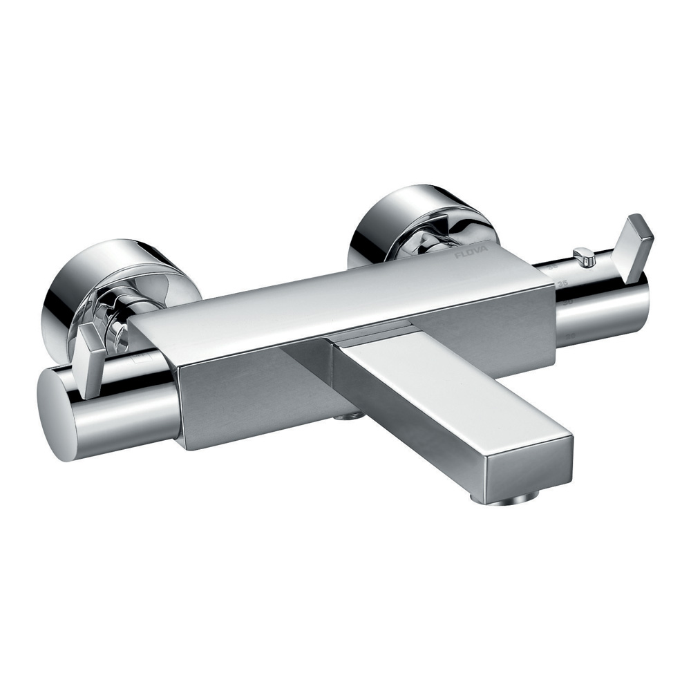 Flova STR8 Wall Mounted Thermostatic Bath Shower Mixer with Handset Kit
