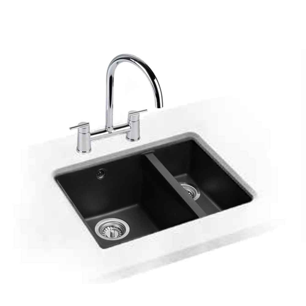 Rangemaster Paragon 1.5 Bowl Igneous Granite Composite Undermount Kitchen Sink & Waste Kit - 550 x 430mm