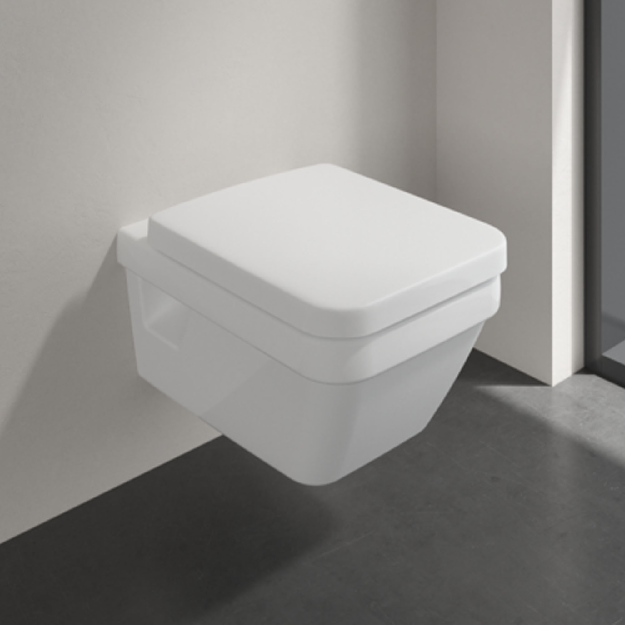 Villeroy & Boch ViConnect Pro 2.0 Frame with Architectura Square Rimless Wall Mounted Toilet, Flush Plate & Soft Close Toilet Seat 