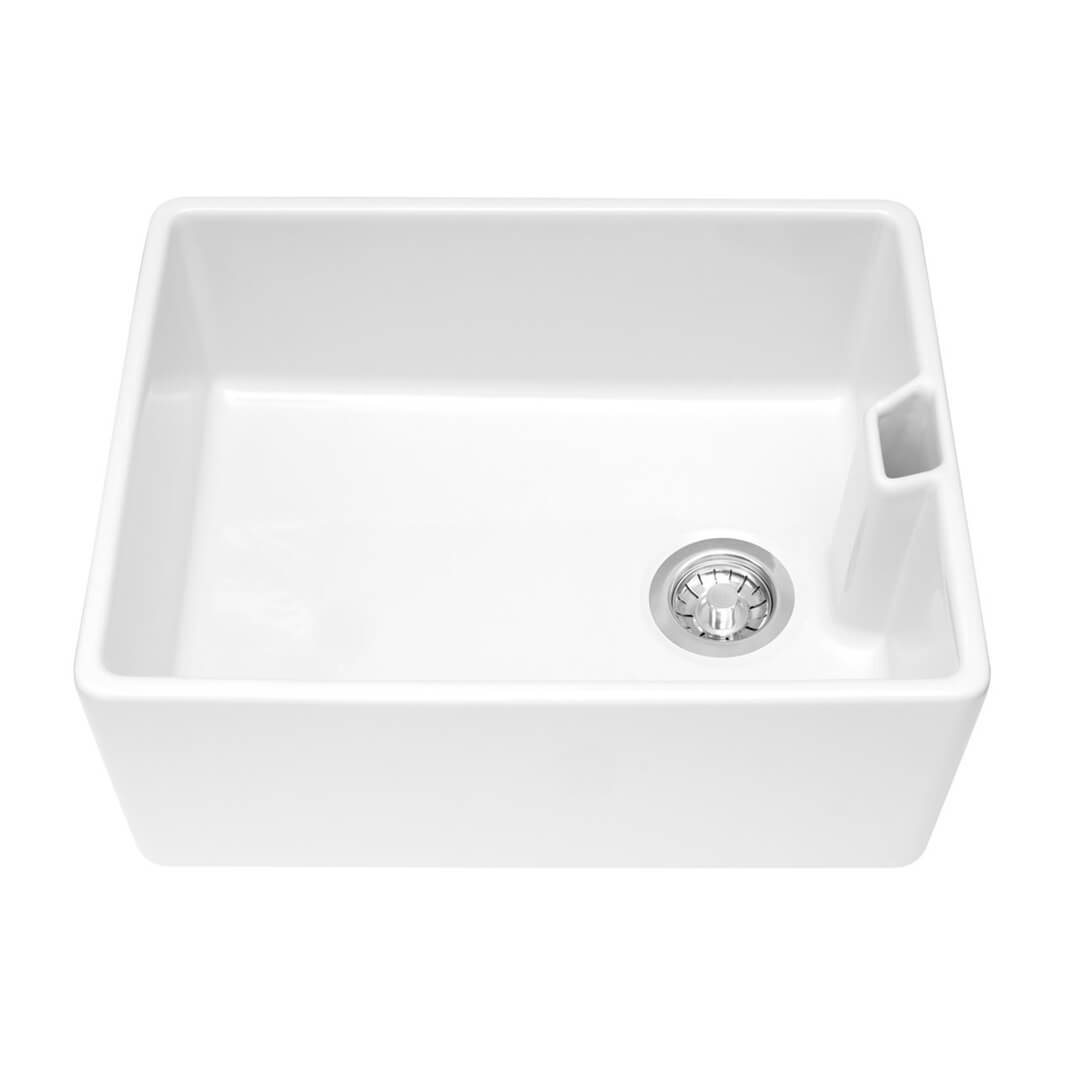 Caple Single Bowl White Ceramic Belfast Sink with Weir Overflow - 595 x 455mm