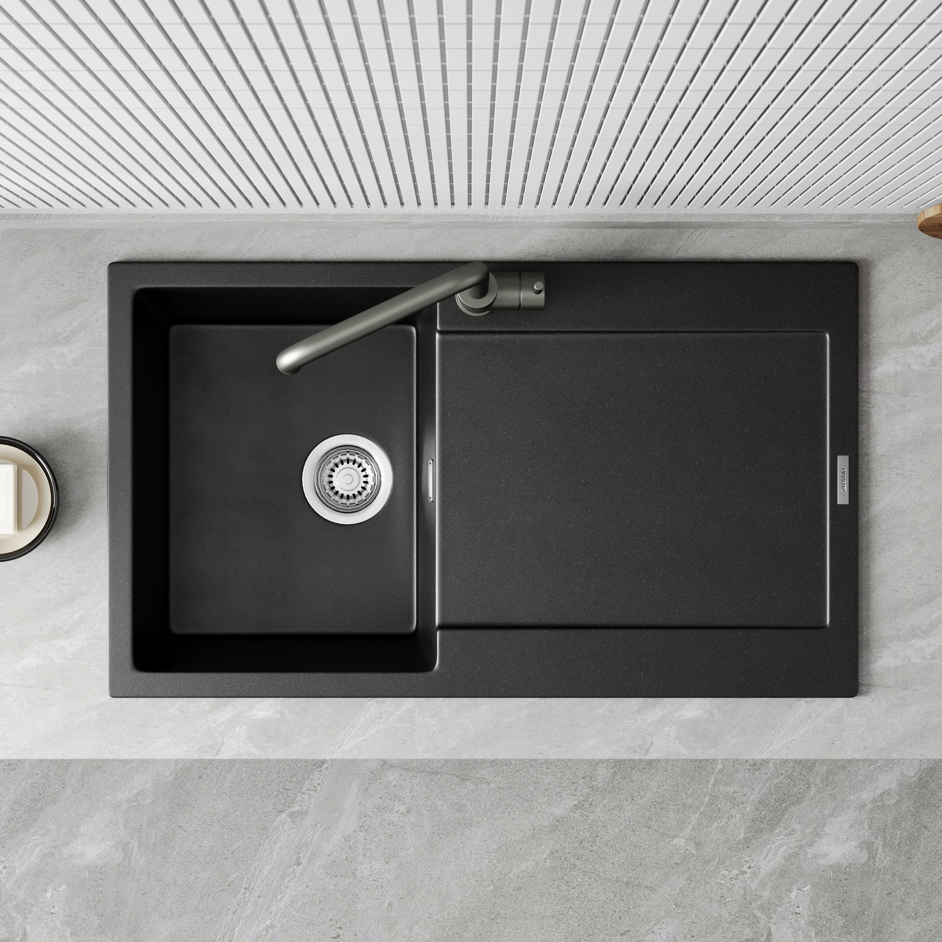Vellamo Rocca Compact 1 Bowl Granite Composite Inset Kitchen Sink & Waste - 860 x 500mm