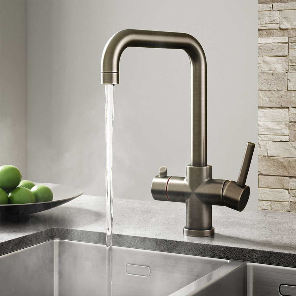 Vellamo Kaffe 3-in-1 Instant Hot Water Tap with Boiler Unit & Filter - Gunmetal Grey
