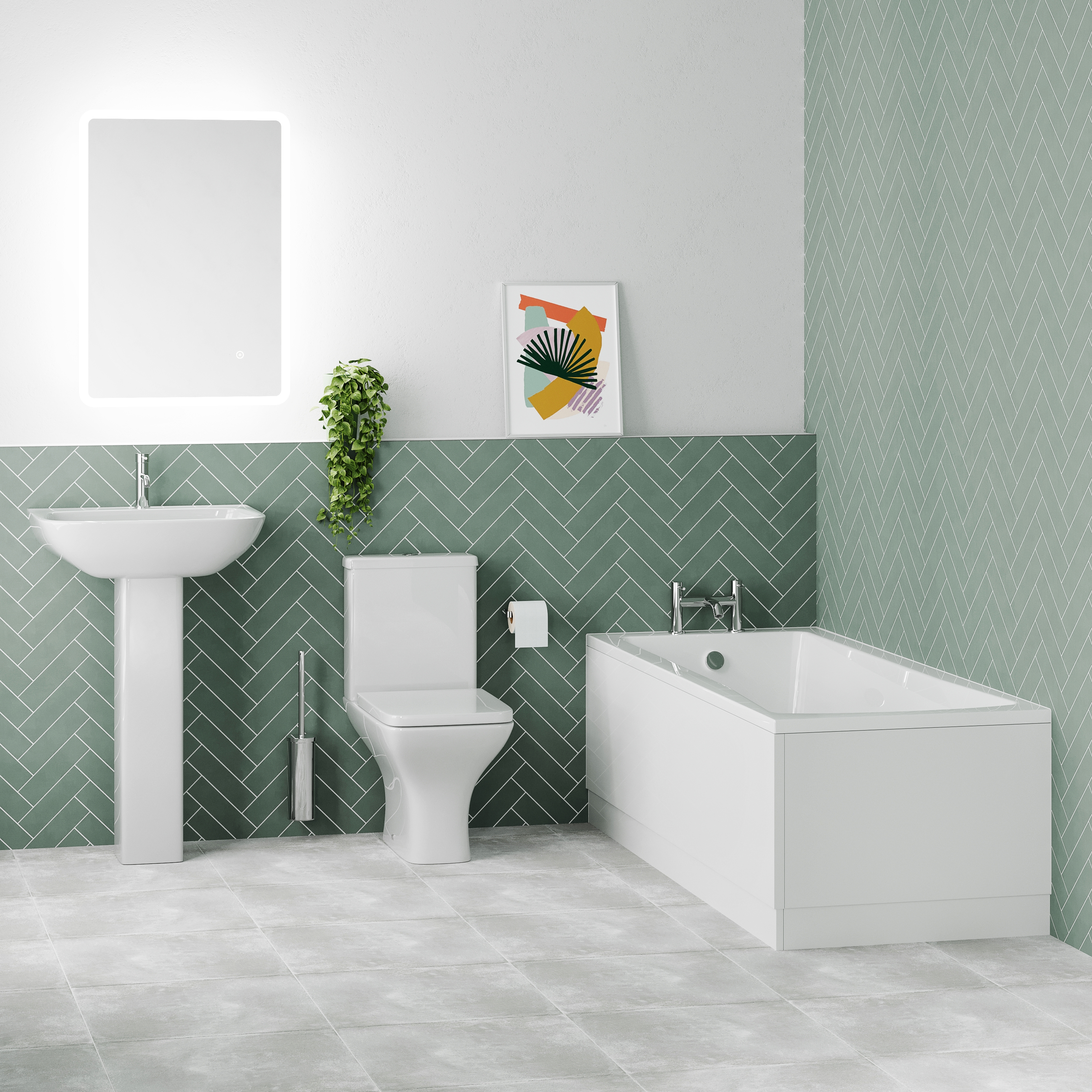 Emily Modern Bathroom Suite with Rimless Toilet 