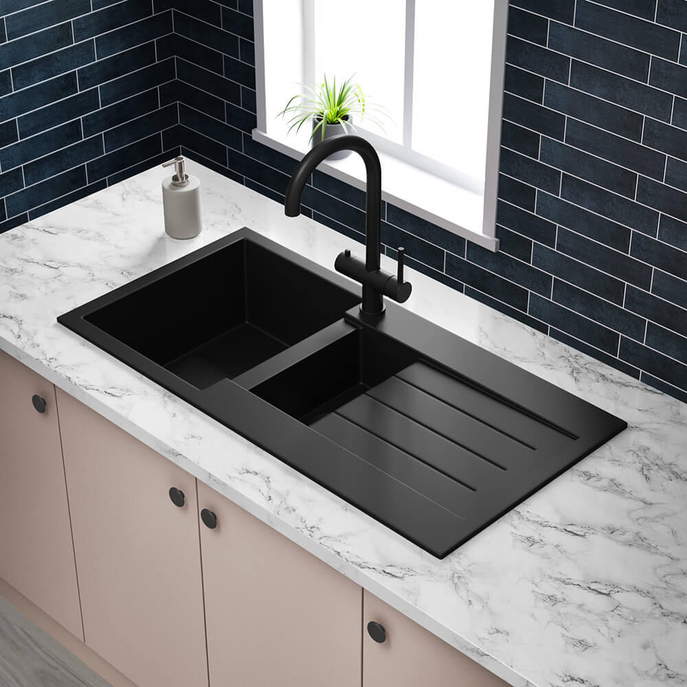Vellamo Designer 1.5 Bowl Comite Composite Kitchen Sink & Waste with Reversible Drainer - 1000 x 500mm