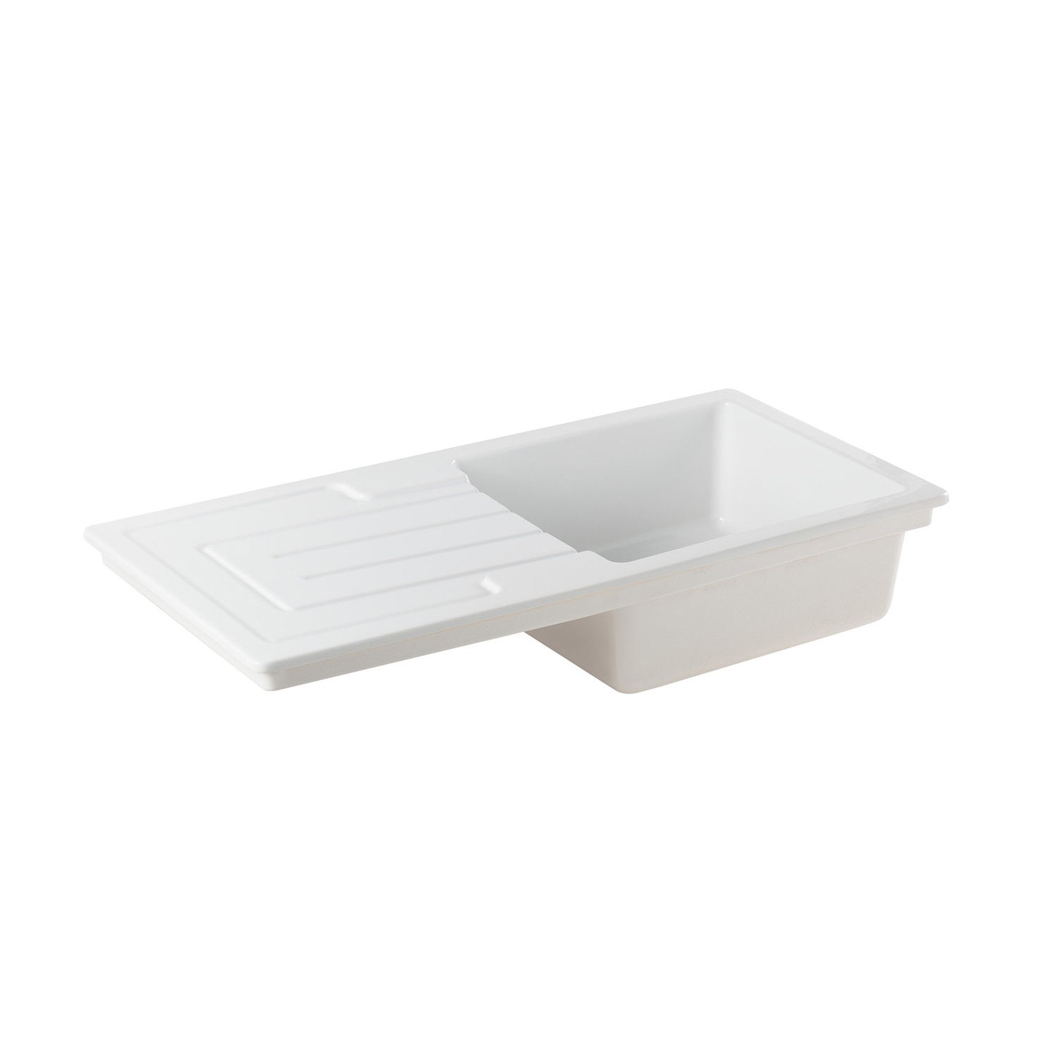Thomas Denby Jarla 1 Bowl Gloss White Ceramic Kitchen Sink with Reversible Drainer - 1000 x 500mm