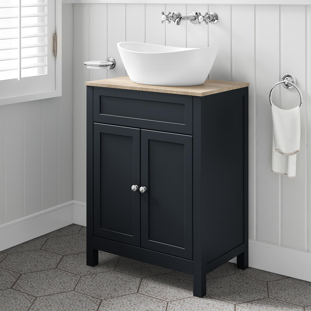Butler & Rose Catherine 600mm Floorstanding Vanity Unit with Country Oak-Effect Countertop