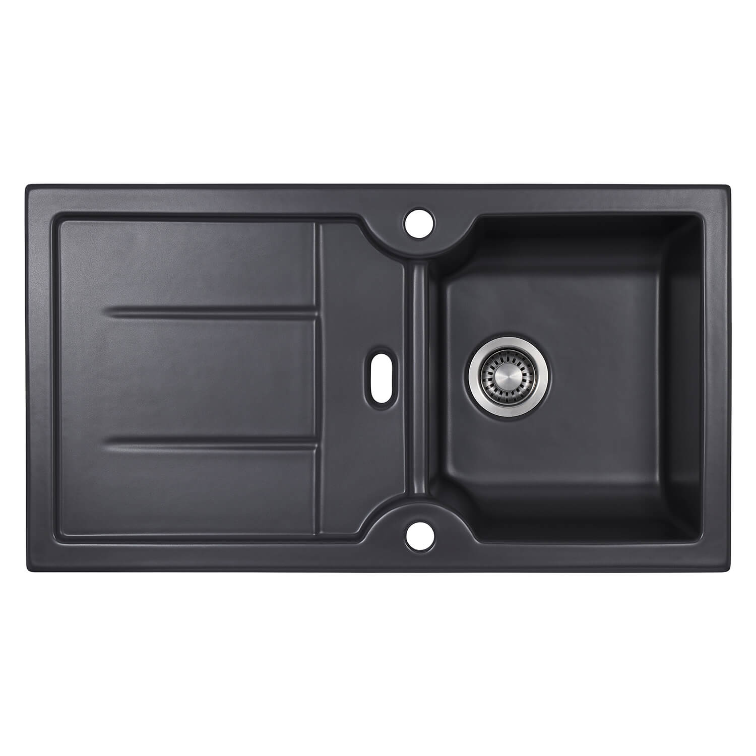 Thomas Denby Harmony XW 1 Bowl Ceramic Kitchen Sink & Presto Automatic Waste with Reversible Drainer - 915 x 500mm