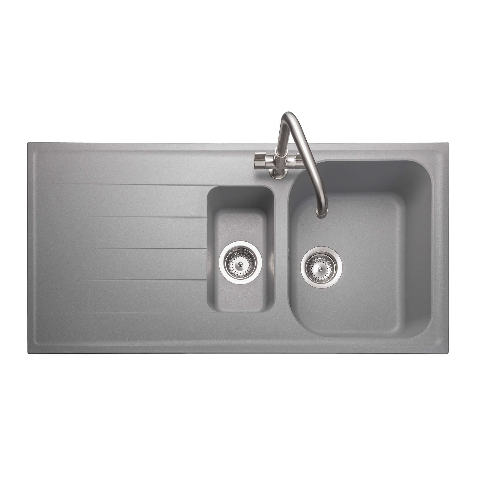 Rangemaster Amethyst Igneous Granite 1.5 Bowl Kitchen Sink with Reversible Drainer & Waste Kit - 1000 x 500mm