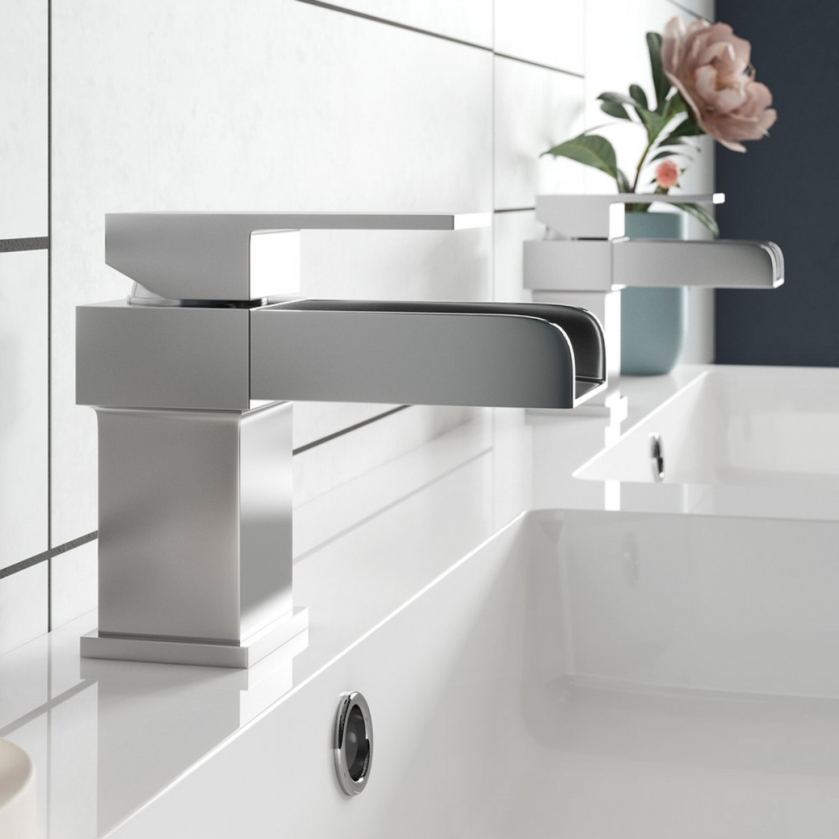 Vellamo Maya Waterfall Basin Mixer with Clicker Waste