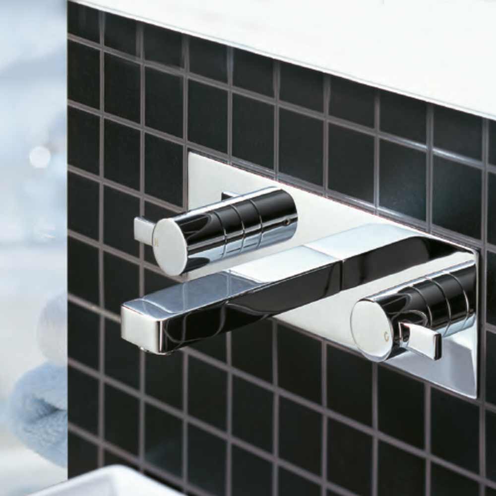 Flova STR8 Concealed Wall Mounted Double Lever Basin Mixer with Clicker Waste