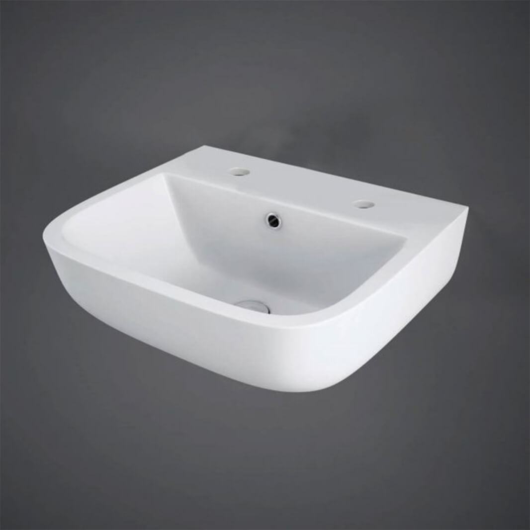 RAK Series 600 Wall Hung Cloakroom Hand Basin - 2 Tap Hole