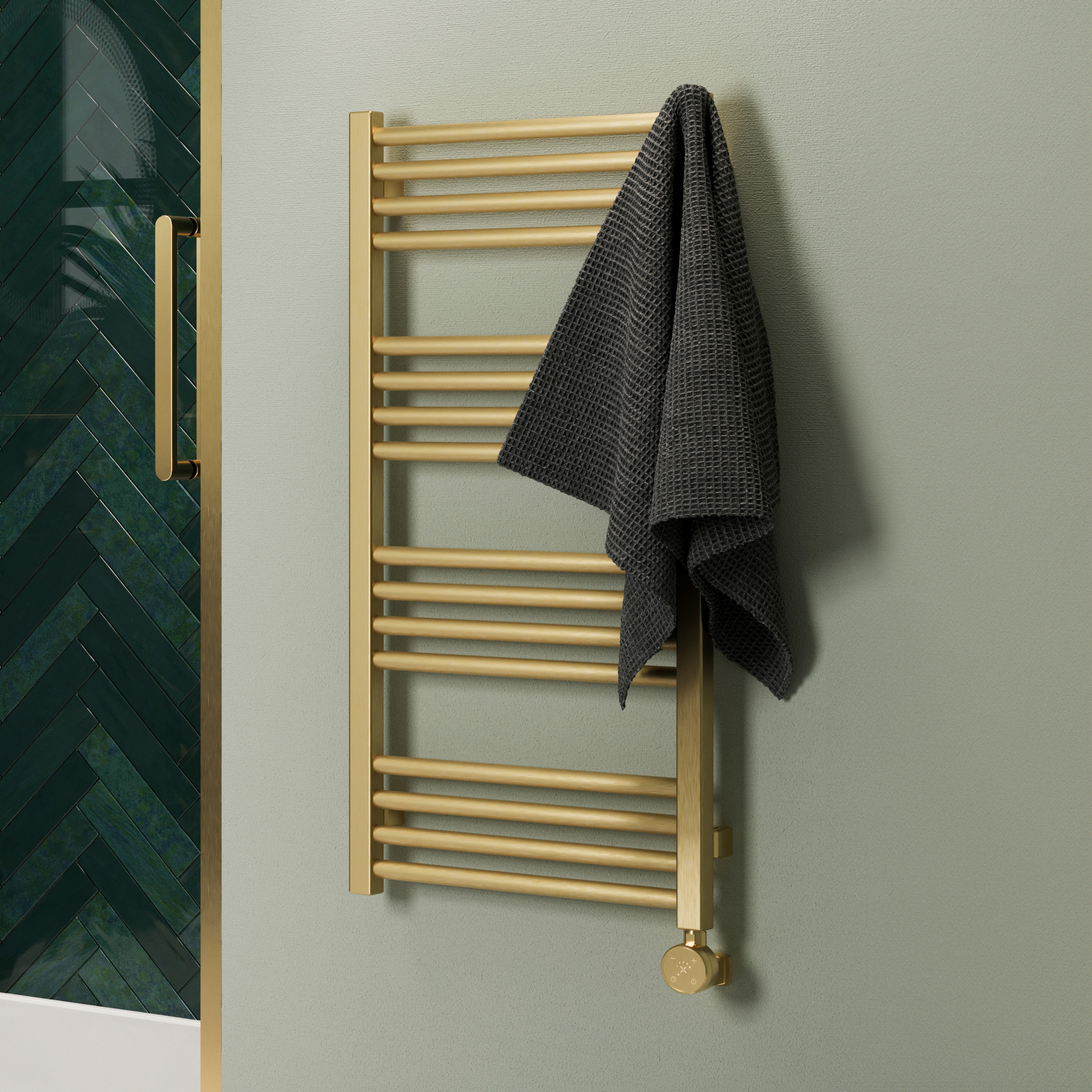 Crosswater MPRO Electric Brushed Brass Heated Towel Rail