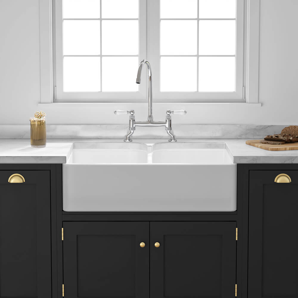 Butler & Rose Ceramic Fireclay Double Belfast Kitchen Sink - 795 x 500mm