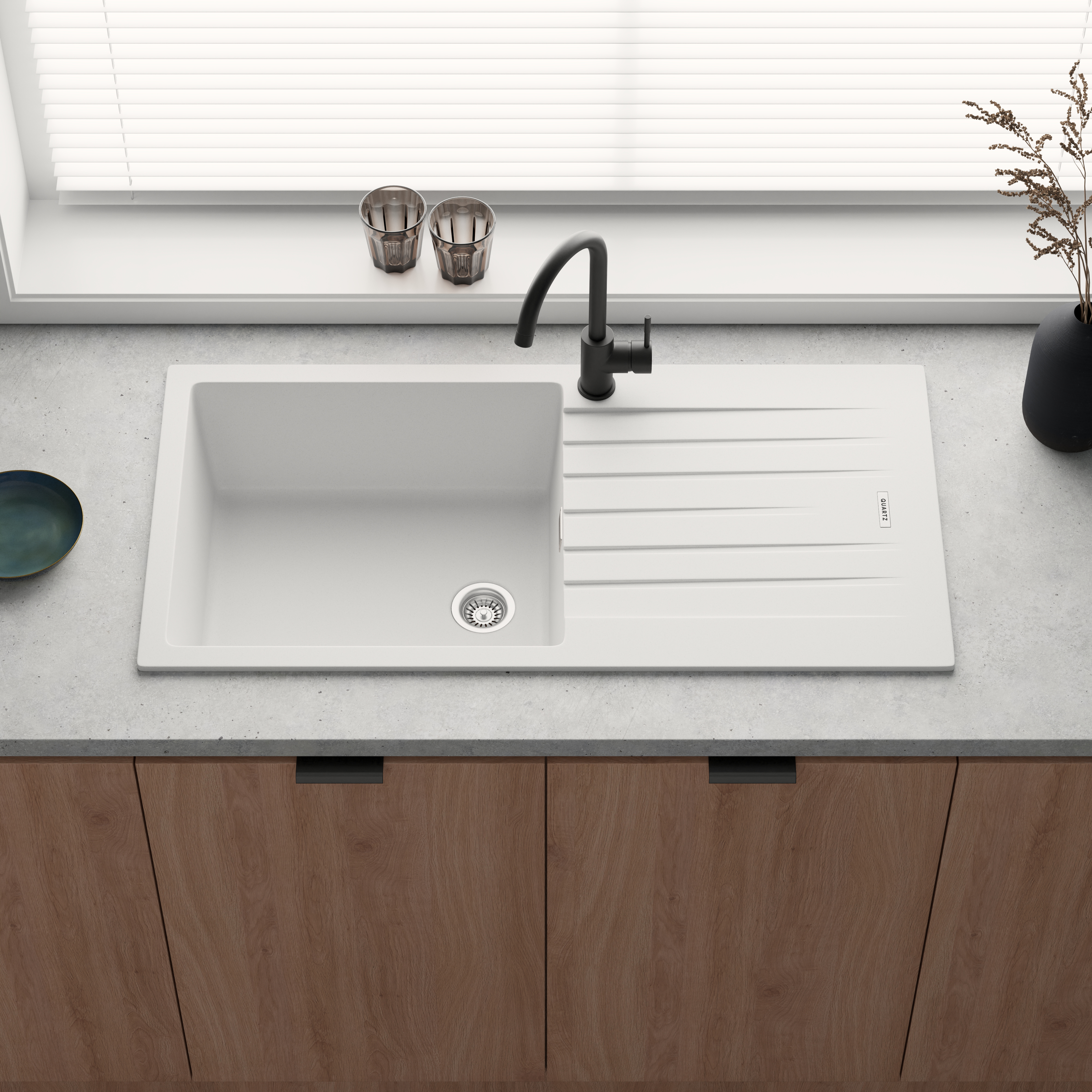 Vellamo Horizon Large Single Bowl Granite Composite Kitchen Sink & Waste - 1000 x 500mm