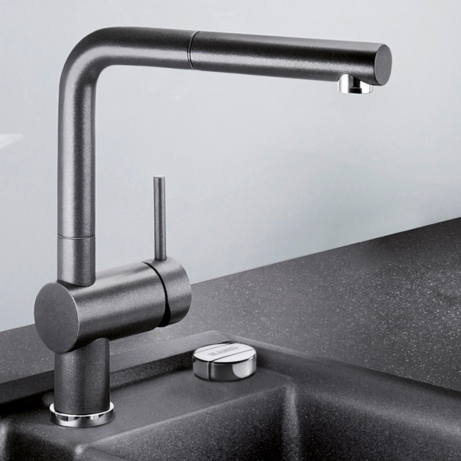 Blanco Linus-S Vario Single Lever Mono Pull Out Kitchen Mixer Tap with Silgranit Matching Finish