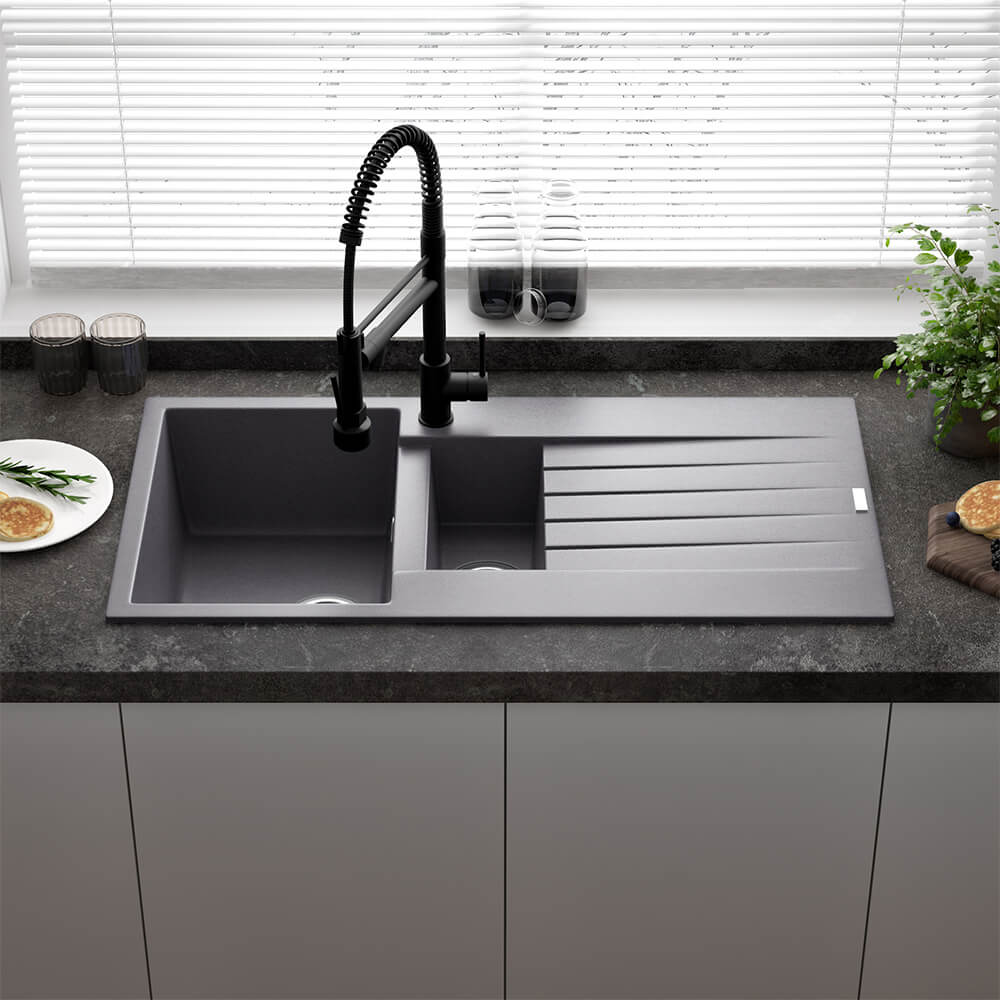 Reginox Harlem 1.5 Bowl Granite Composite Kitchen Sink & Waste Kit - 1000 x 500mm