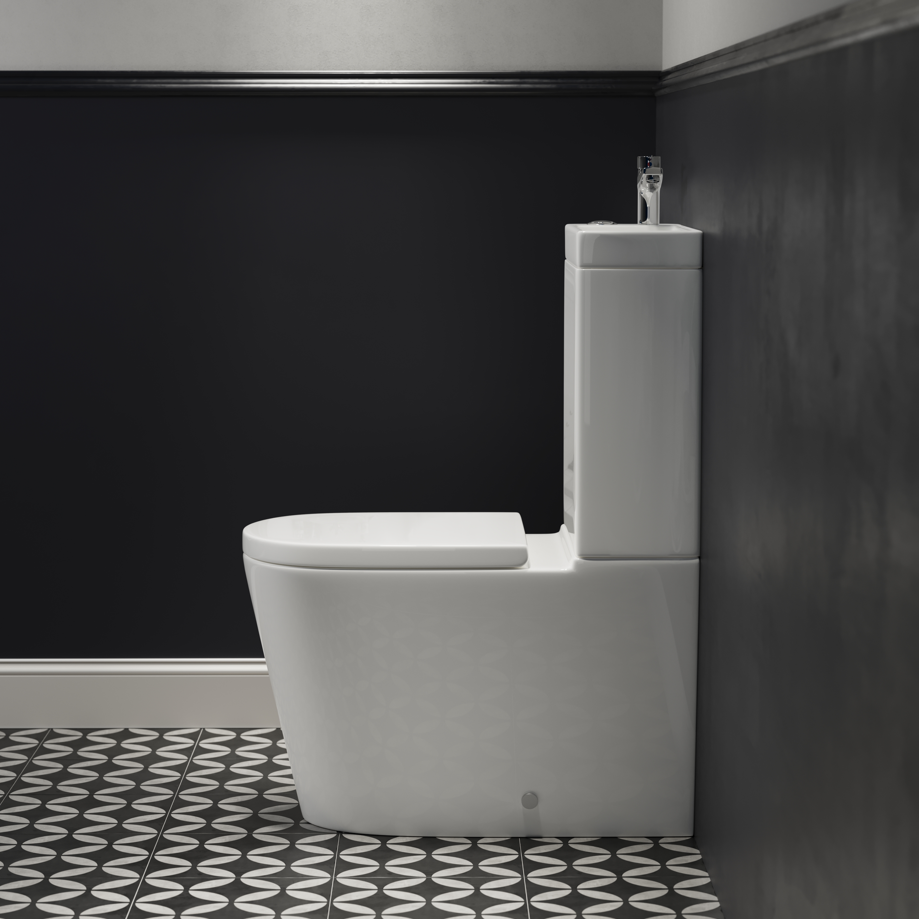 Harbour Clarity 2 in 1 Wash Basin & Close Coupled Closed Back Toilet with Soft Close Seat & Basin Tap