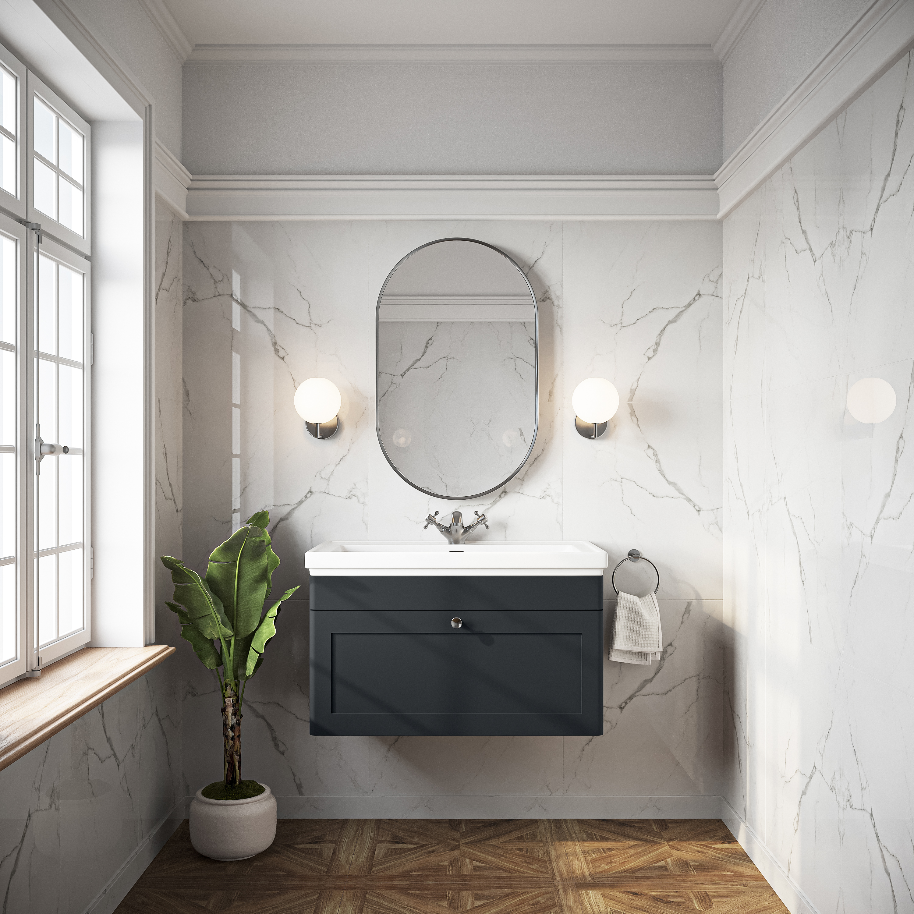 Butler & Rose Ophelia 800mm Wall Mounted 1 Drawer Vanity Unit & Basin
