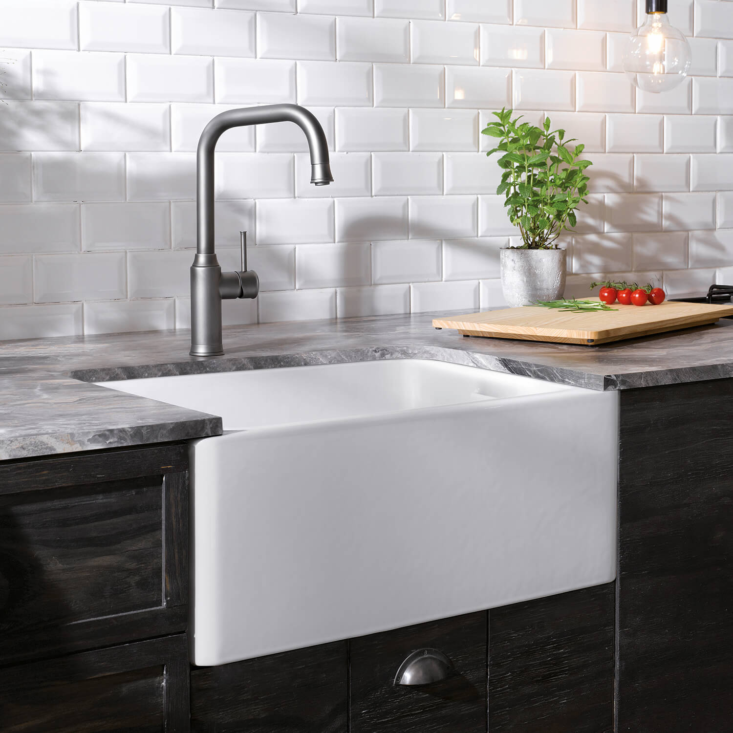 Blanco Belfast Crystal Gloss White Ceramic Kitchen Sink & Waste - 595 x 455mm