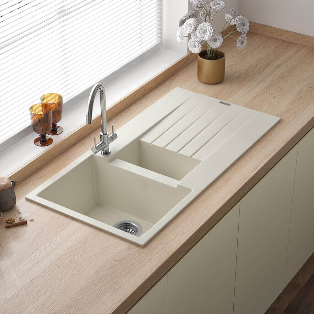 Reginox Harlem 1.5 Bowl Granite Composite Kitchen Sink & Waste Kit - 1000 x 500mm