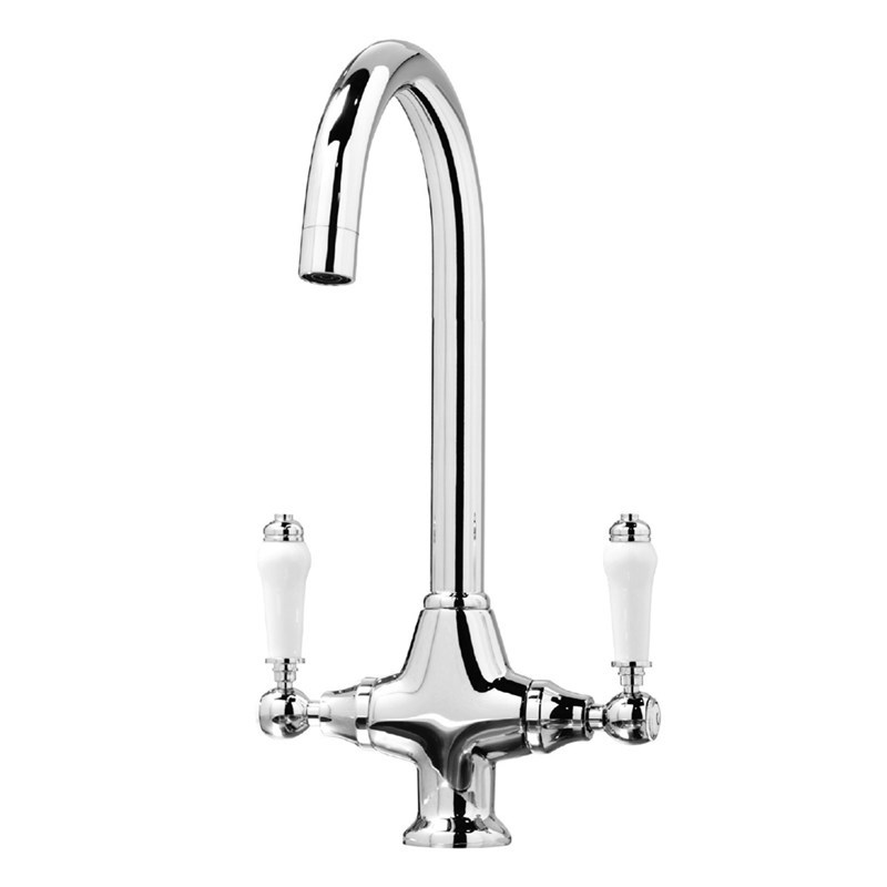Butler & Rose Dream 1.5 Bowl White Ceramic Fireclay Kitchen Sink & Victoria Traditional Kitchen Mixer Tap