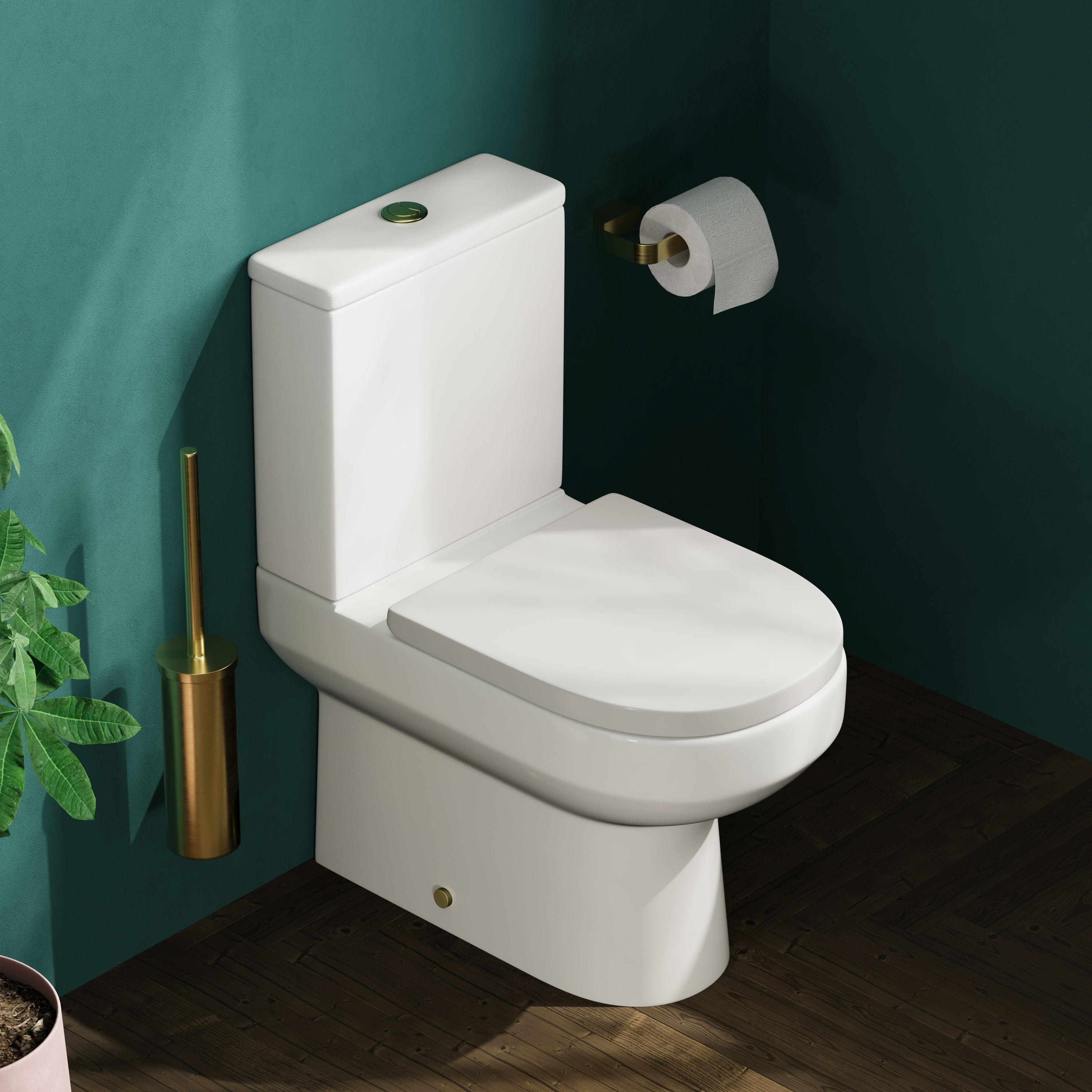 Lorraine Rimless Back To Wall Close Coupled Toilet & Soft Close Seat
