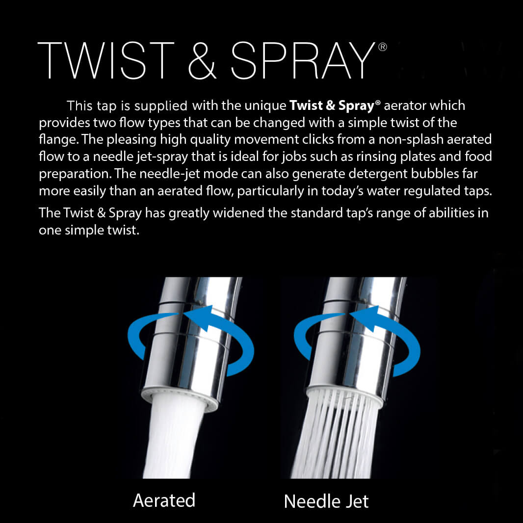 Clearwater Rococo WRAS Approved Twin Lever Mono Kitchen Mixer with Swivel Spout