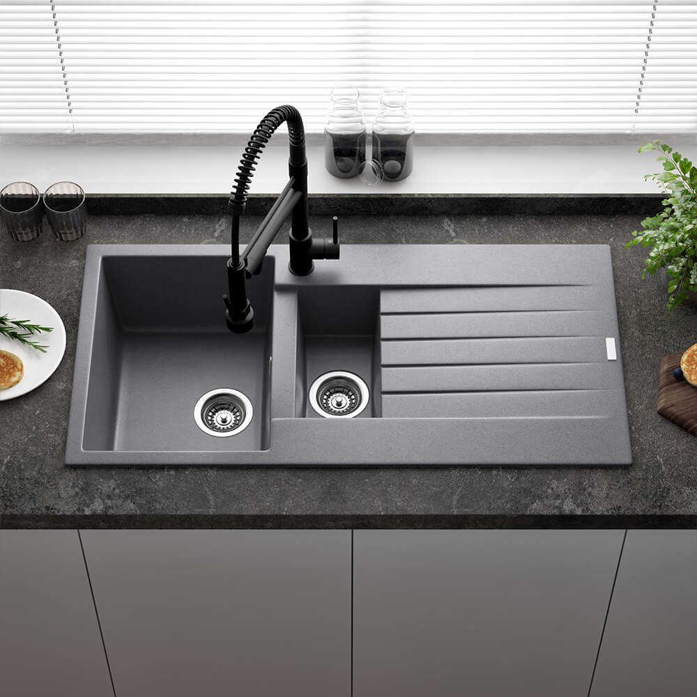 Reginox Harlem 1.5 Bowl Granite Composite Kitchen Sink & Waste Kit - 1000 x 500mm