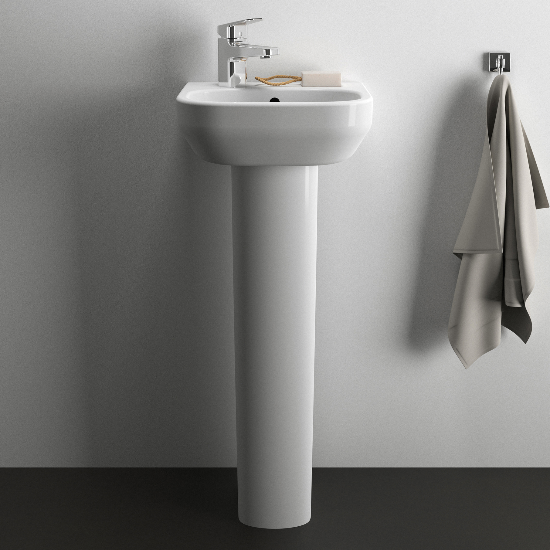 Ideal Standard i.life A 350mm Cloakroom Basin & Pedestal - Left or Right Hand Tap Hole