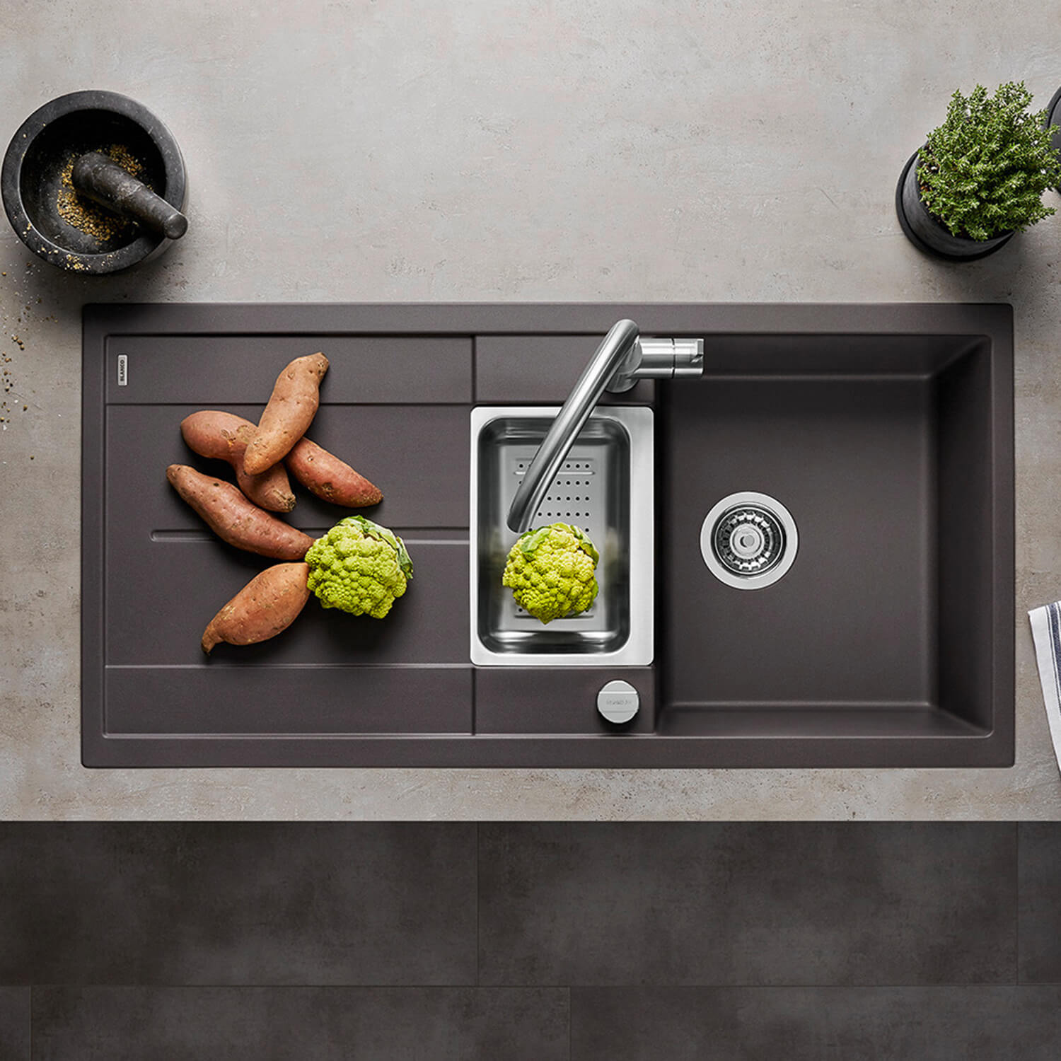 Blanco Metra 6 S 1.5 Bowl Inset Silgranit Composite Kitchen Sink & Waste with Reversible Drainer - 1000 x 500mm