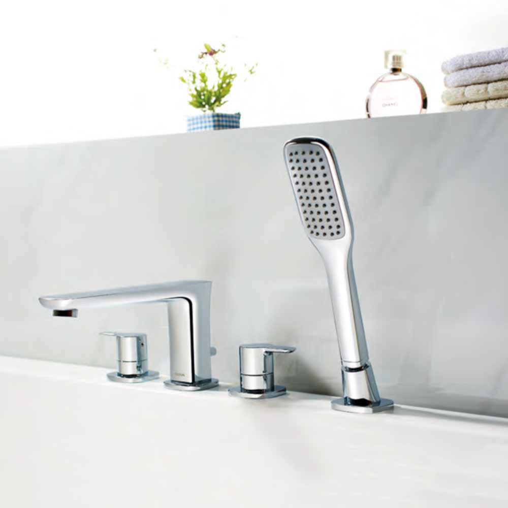 Flova Urban 4 Hole Deck Mounted Bath Shower Mixer with Pull Out Handset