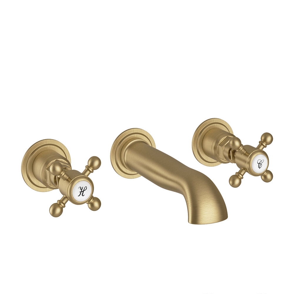 Butler & Rose Beatrice Brushed Brass Wall Mounted Basin Mixer Tap