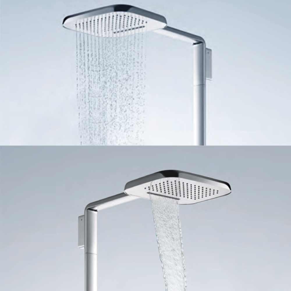 Flova Urban Thermostatic Shower Column with Handset & Dual Function Overhead Shower