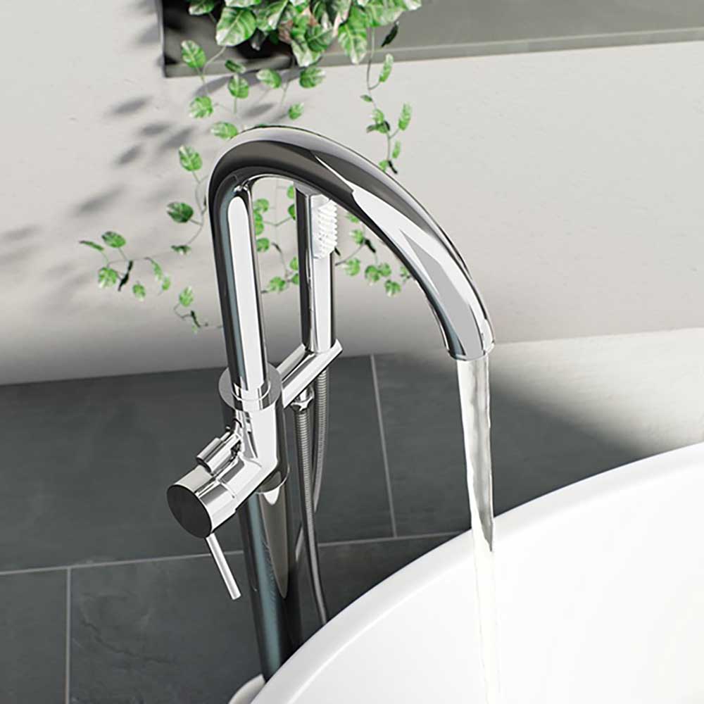 Vellamo Twist Chrome Floorstanding Bath Shower Mixer Tap