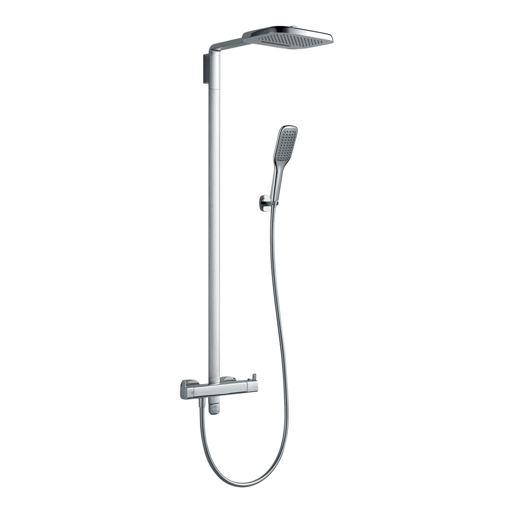 Flova Urban Thermostatic Shower Column with Handset & Dual Function Overhead Shower