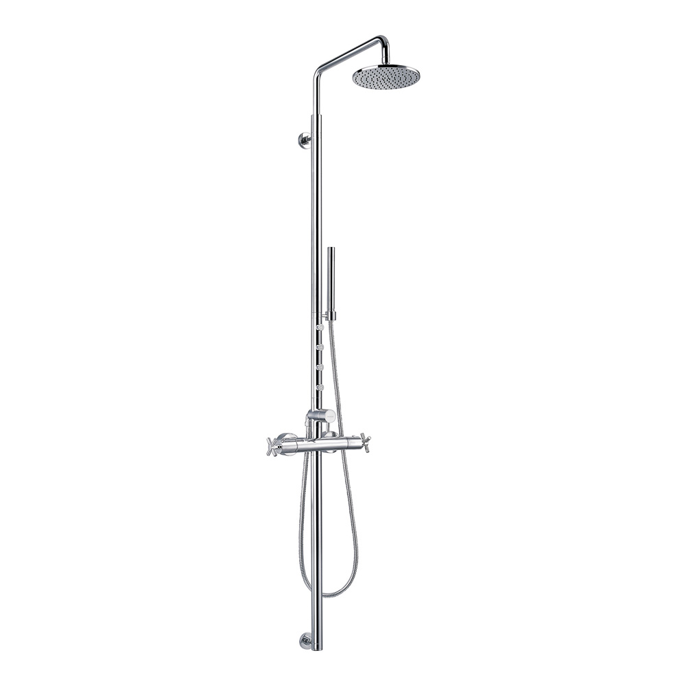 Flova XL Thermostatic Shower Column with Overhead Shower, Handset Kit & Body Jets