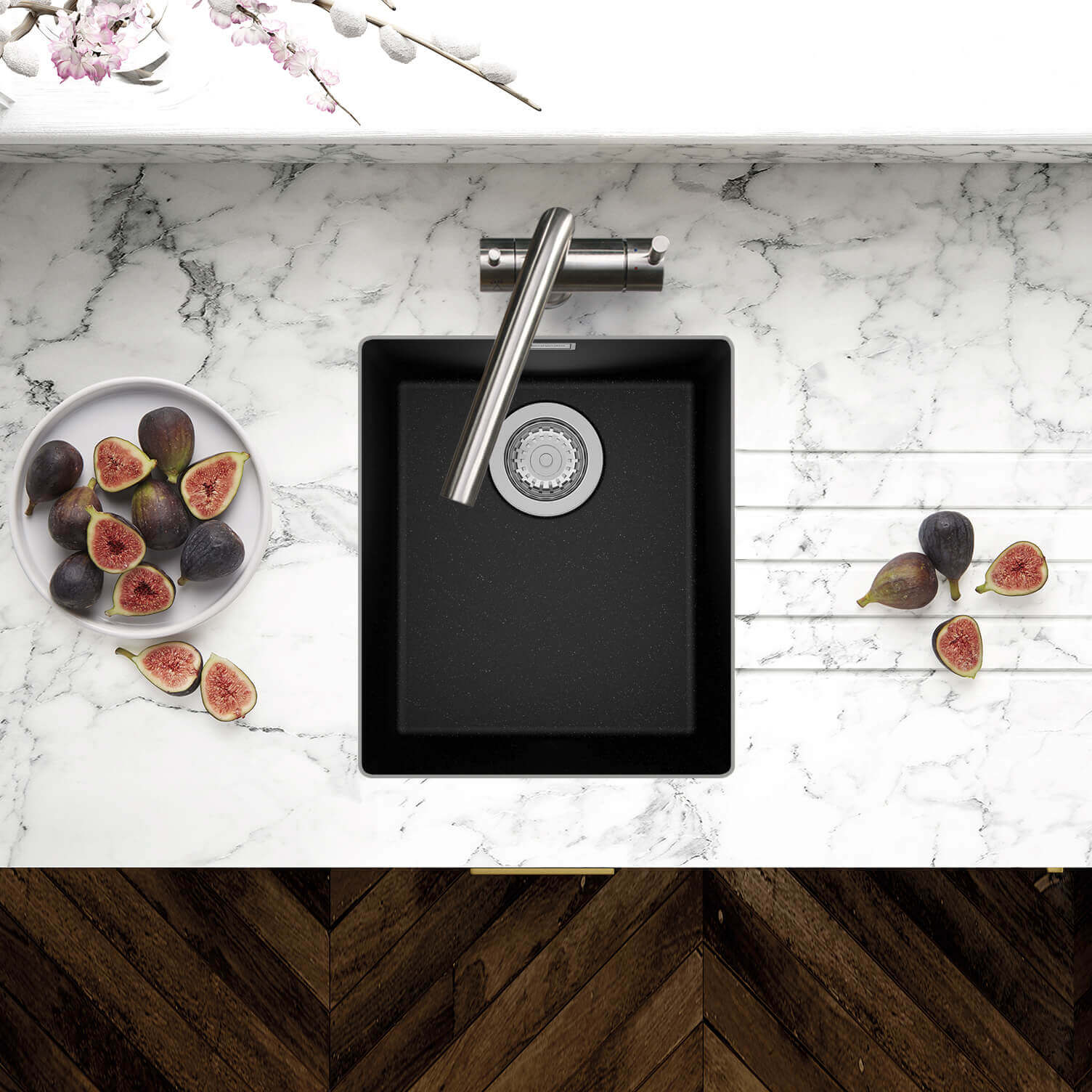 Clearwater Siena Compact 1 Bowl Granite Composite Inset or Undermount Kitchen Sink & Waste - 370 x 460mm