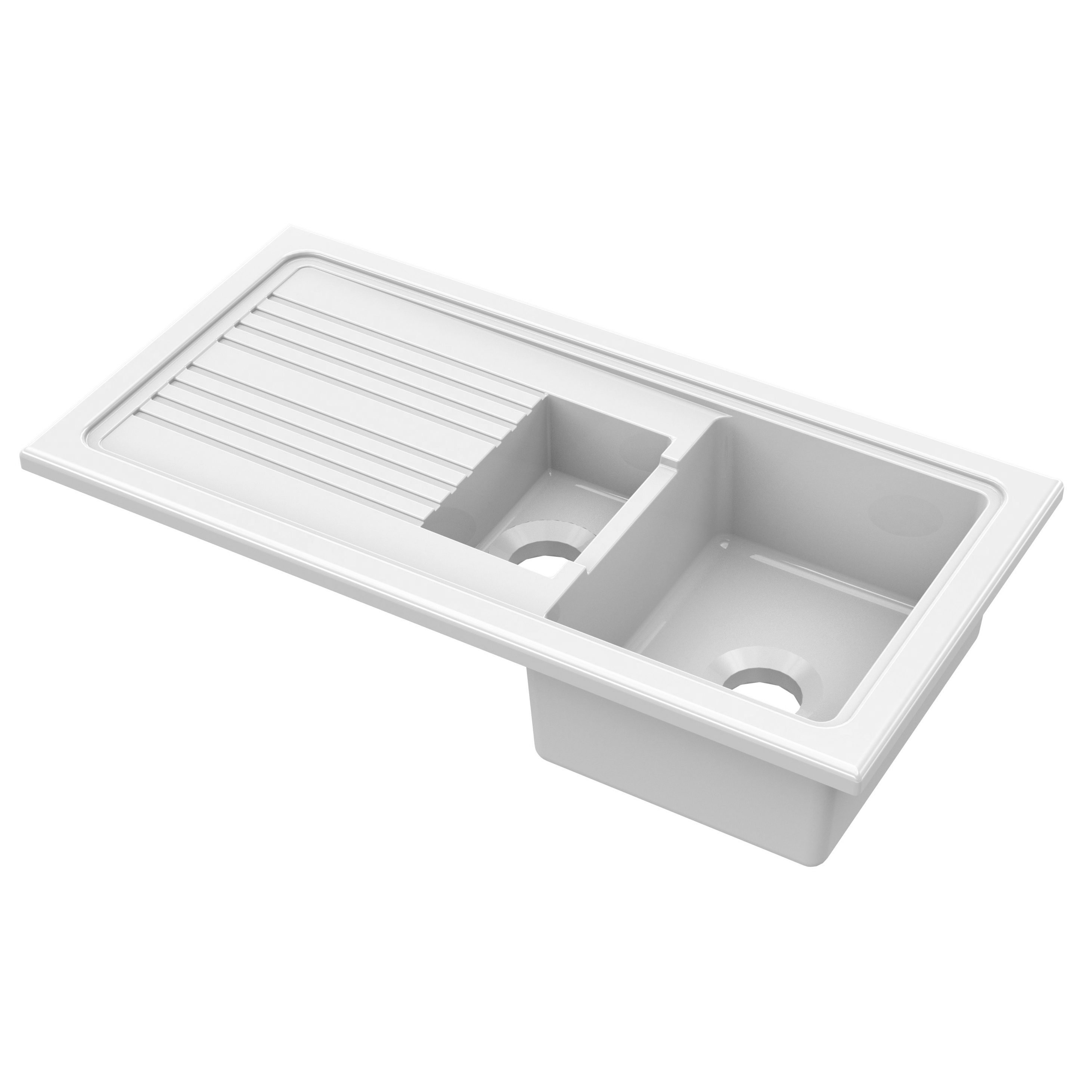 Reginox 1.5 Bowl Ceramic Kitchen Sink & Waste Kit with Reversible Drainer - 1010 x 525mm